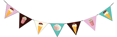 Ice cream candy floss popcorn bunting 